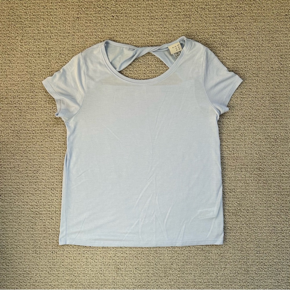 TARGET BRAND- A New Day Baby Blue Open Back Tee Shirt